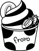 ilustração de elemento de ícone de iogurte congelado froyo semi-sólido preto e branco vetor