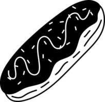 morango éclair sobremesa ícone elemento ilustração semi-sólido preto e branco vetor