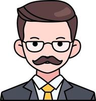 cavalheiro homem de negócios menino avatar usuário pessoa pessoas bigode estilo contorno colorido vetor