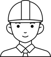 engenharia homem trabalho avatar usuário pessoa gravata capacete de segurança estilo de linha vetor