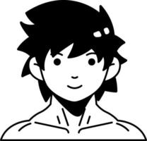 músculo homem menino avatar usuário preson pessoas desenho animado bonito semi-sólido estilo preto e branco vetor