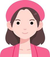 kawaii mulher menina avatar usuário pessoa terno rosa chapéu estilo simples vetor