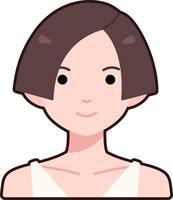 mulher menina avatar usuário pessoa corte bob cabelo curto liso contorno preto vetor