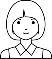 mulher menina avatar usuário pessoa pessoas bob linha de cabelo curto com cor branca vetor