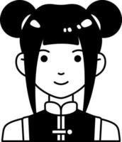 nerd mulher menino avatar usuário pessoa pessoas óculos chignon semi sólido preto e branco vetor