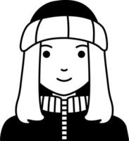 mulher menina avatar usuário pessoa casaco chapéu de inverno fofo semi sólido transparente vetor