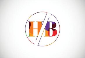 vetor de design de logotipo colorido letra hb. logotipo moderno para identidade visual de empresa de negócios em estilo de arte de baixo poli