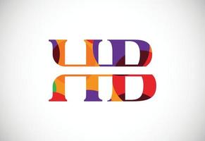 vetor de design de logotipo colorido letra hb. logotipo moderno para identidade visual de empresa de negócios em estilo de arte de baixo poli