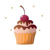 ilustração vetorial de cor de cupcake, sobremesa de cupcake, cupcake de aniversário vetor