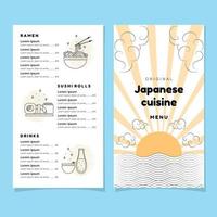 menu de cozinha japonesa, menu de restaurante minimalista, menu de restaurante japonês moderno, menu japonês, menu elegante, menu de restaurante vetor