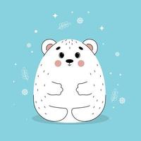 urso polar vetorial, urso polar fofo no pólo norte, animais selvagens, urso polar de desenho animado em estilo simples vetor