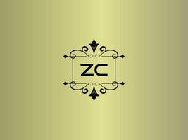 imagem criativa do logotipo zc, design de letras de luxo zc premium vetor