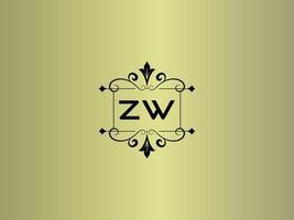 imagem criativa do logotipo zw, design de letras de luxo zw premium vetor