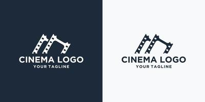 filme de cinema tira logotipo de clipe duplo. modelo de vetor de conceito de logotipo de cinema abstrato.