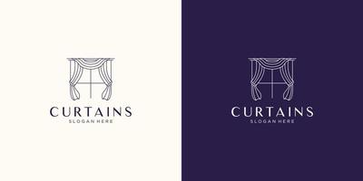 inspiração de design de logotipo de cortinas. símbolo de cortinas com conceito de estilo de linha mono. vetor