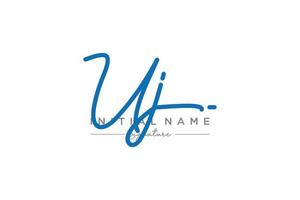 vetor inicial de modelo de logotipo de assinatura uj. ilustração vetorial de letras de caligrafia desenhada à mão.