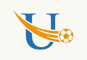 logotipo de futebol de futebol de letra u. conceito de símbolo do clube de futebol do ícone do time de futebol vetor