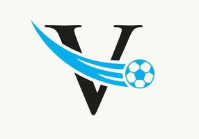 letra v logotipo do futebol de futebol. conceito de símbolo do clube de futebol do ícone do time de futebol vetor