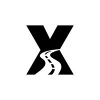 letra inicial x logotipo da estrada para modelo de vetor de sinal de viagem e transporte