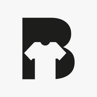 conceito de logotipo da letra b com modelo de vetor de camiseta para roupas e sinal de moda de pano