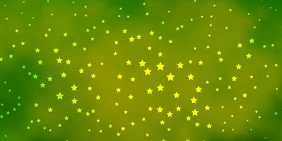 textura vector verde escuro e amarelo com belas estrelas.