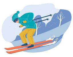 esqui alpino, férias de inverno e hobbies vetor