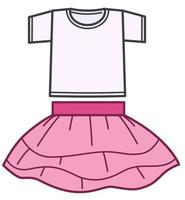 camiseta e saia para meninas, roupas da moda infantil vetor