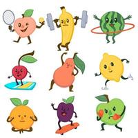 frutas esportivas estilo de vida ativo de vetor de esportes de legumes