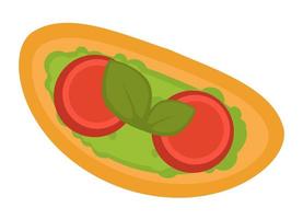 pão torrado com abacate e tomate, lanche saudável vetor