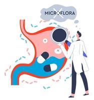 exame ou chekup do sistema digestivo e microflora vetor