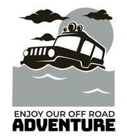 aproveite nossa aventura off road, distintivo ou emblema vetor