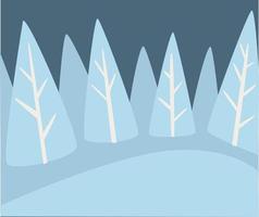 paisagem de inverno da floresta de pinheiros com colinas nevadas vetor