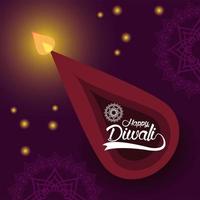 feliz celebração diwali com vela vetor