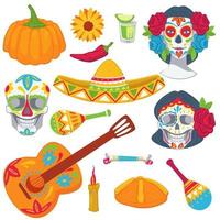 dia dos mortos, objetos de tradição mexicana para férias vetor