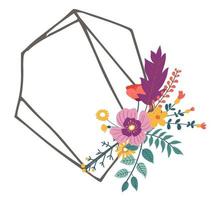 moldura minimalista com flores e folhagens, capa de destaque vetor
