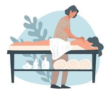 massagem nas costas no centro de spa ou salão de beleza, cuidados profissionais vetor