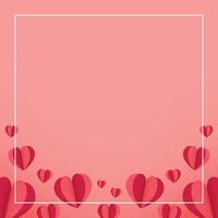 fundo rosa quadrado com clipart de coração no romântico dia dos namorados para post de mídia social vetor