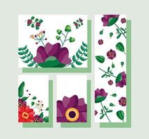 salvar a data conjunto de cartão de casamento floral vetor
