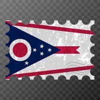 selo postal com a bandeira grunge do estado de ohio. ilustração vetorial. vetor