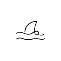 design de ícone de estilo de linha de barbatana de tubarão vetor