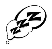 balão de fala com zzz. dormir ícone plano vetor