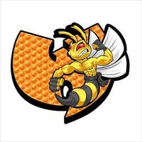 mascote logotipo batalha karate bee vetor