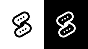 conversando logo monograma s letra inicial ícone preto e branco ilustração modelos de designs de estilo vetor