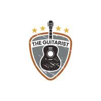 modelo de logotipo de guitarrista vintage vector