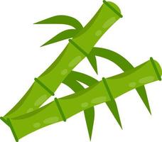 bambu com folhas. caule verde da planta. vara asiática e ramo. ecologia e frescor. ilustração plana de desenho animado vetor