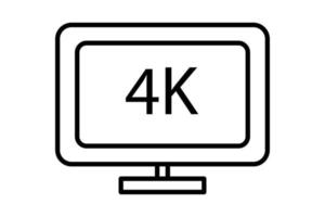 ilustração do ícone da tela do monitor 4K. ícone relacionado a multimídia. estilo de ícone de linha. design vetorial simples editável vetor
