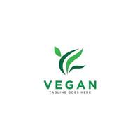 vetor de logotipo vegano. ilustração de natureza verde com folhas para logotipo, adesivo e rótulo.