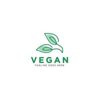 vetor de logotipo vegano. ilustração de natureza verde com folhas para logotipo, adesivo e rótulo.