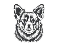 silhueta de ilustração vetorial de cachorro corgi cardigan para camiseta, logotipo, emblemas em fundo branco vetor