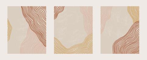 conjunto contemporâneo na moda de abstrato criativo geométrico minimalista artístico pintado à mão modelo de paisagem de arte de composição. cartazes de vetor para decoração de parede em estilo vintage